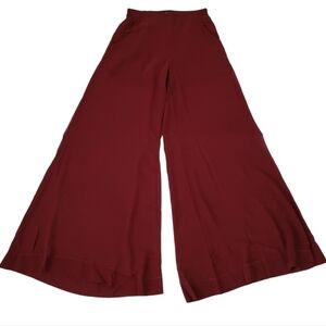 Uniq Wide-Leg Sheer Dress Pants in Wine Size Small